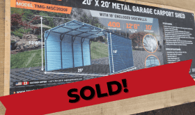 TMG Industrial 20’ x 20’ Metal Shed Carport