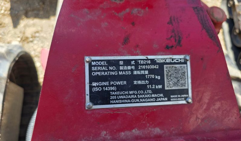 2022 Takeuchi TB216 Mini Excavator full